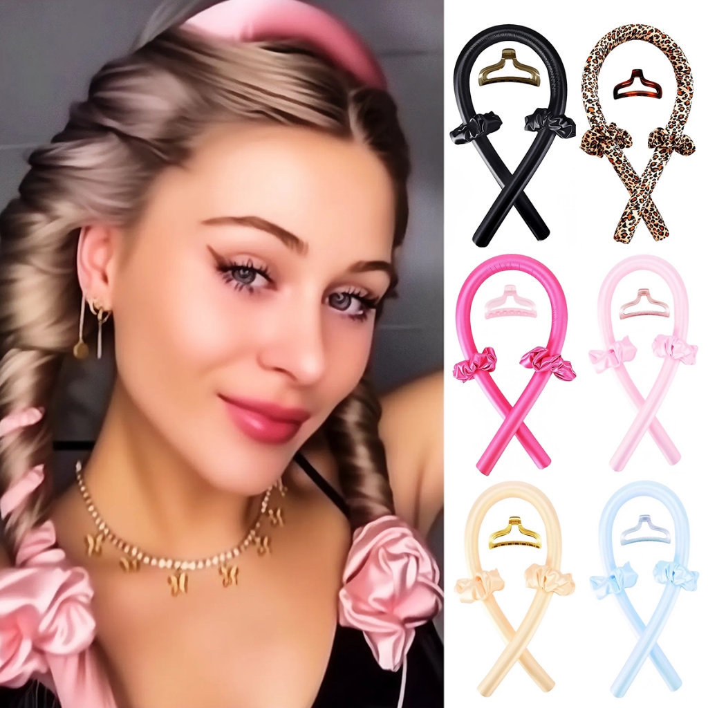 Modelador De Cachos Cetim (Heatless Curls) + 2 Scrunchies + Presilha em Oferta na Shopee