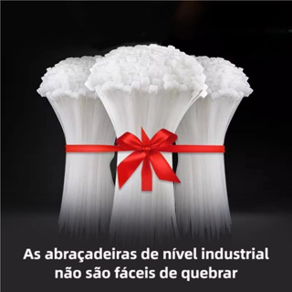 Kit Abraçadeira de Nylon 100/200/300pcs - 10-30cm, Preta/Branca em Oferta na Shopee
