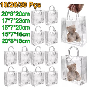 10/20/30 Sacos de Presente de PVC Transparente Dos Pces com Alças Sacolas Plásticas Reutilizáveis Saco de Compras Natal em Oferta na Shopee