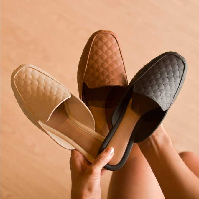 Sandalia Mule Feminina Rasteirinha Aberta Bico Quadrado Elegante Casual Rasteira Preto Bege Marrom