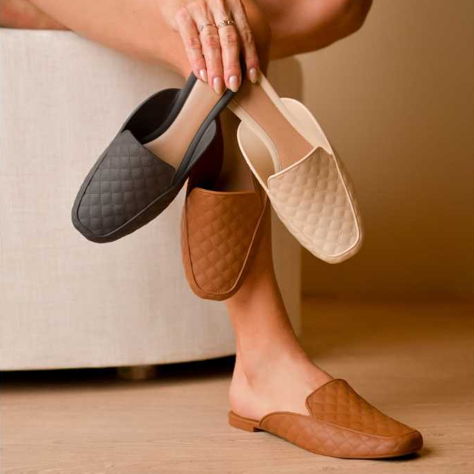 Sandalia Mule Feminina Rasteirinha Aberta Bico Quadrado Elegante Moderna Casual