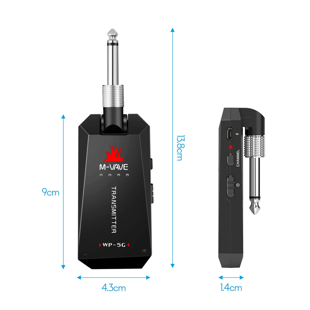 M-VAVE WP-5G Sistema sem fio para guitarra 5,8G Transmissor e receptor de áudio sem fio recarregável para amplificador · foto 2