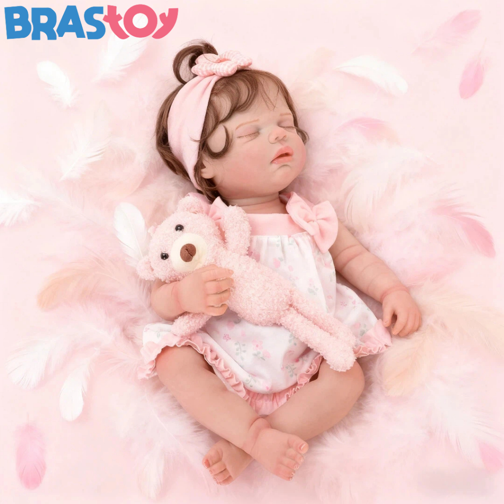 Bebê Reborn Boneca Silicone 48cm Menina Sweetie Olho fechado Pode dar Banho Brastoy em Oferta na Shopee