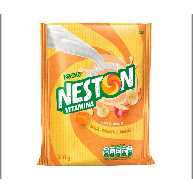 Kit 10 NESTON Vitamina - Pó para preparo instantâneo Maçã, Banana e Mamão 210g