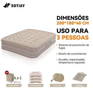 Sotiay Colchão Inflável Casal Queen 200cm x 180cm x 40cm – Altura Extra, Bomba Embutida USB, Portátil Camping e Casa em Oferta na Shopee