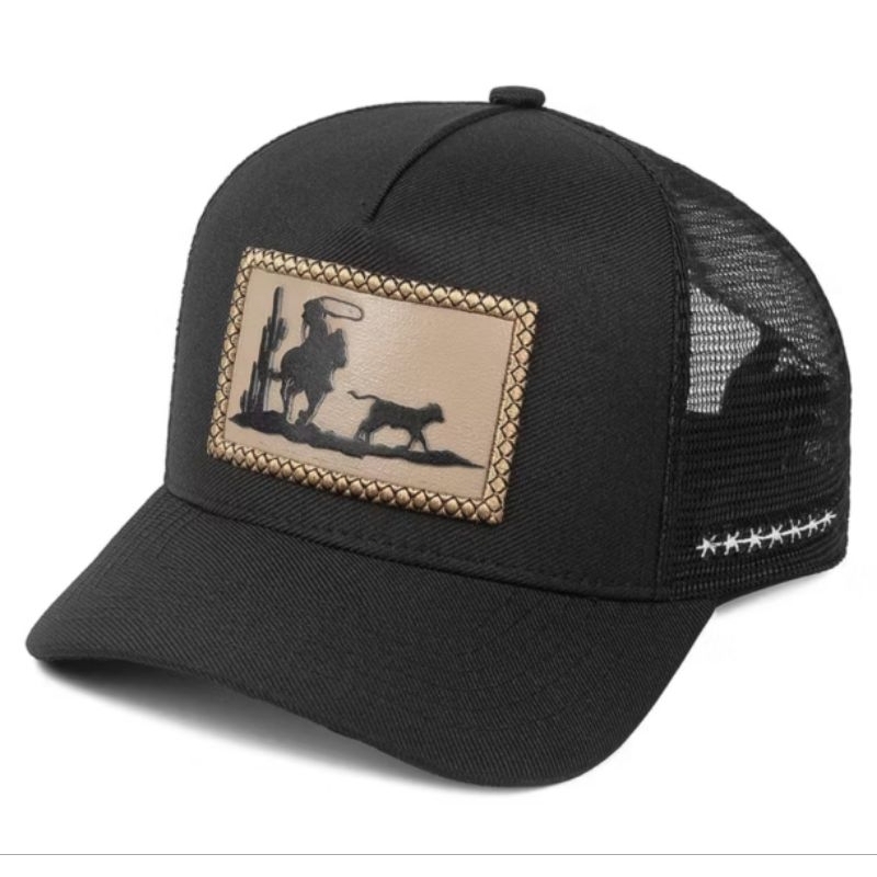Boné Aba Curva Trucker Tela Respirável Vaqueiro Cowboy Peão