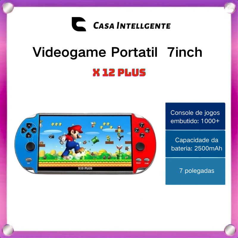 2025 Videogame Portatil x12 plus Tela 7inch Console de Mão Memoria Expansivel 10000 Jogos Retro 16GB