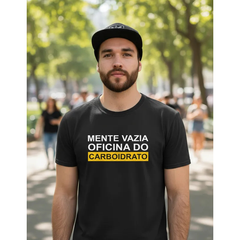 Camiseta Camisa Mente Vazia Carboidrato Estampa Engraçada Divertida Nutrição Dieta