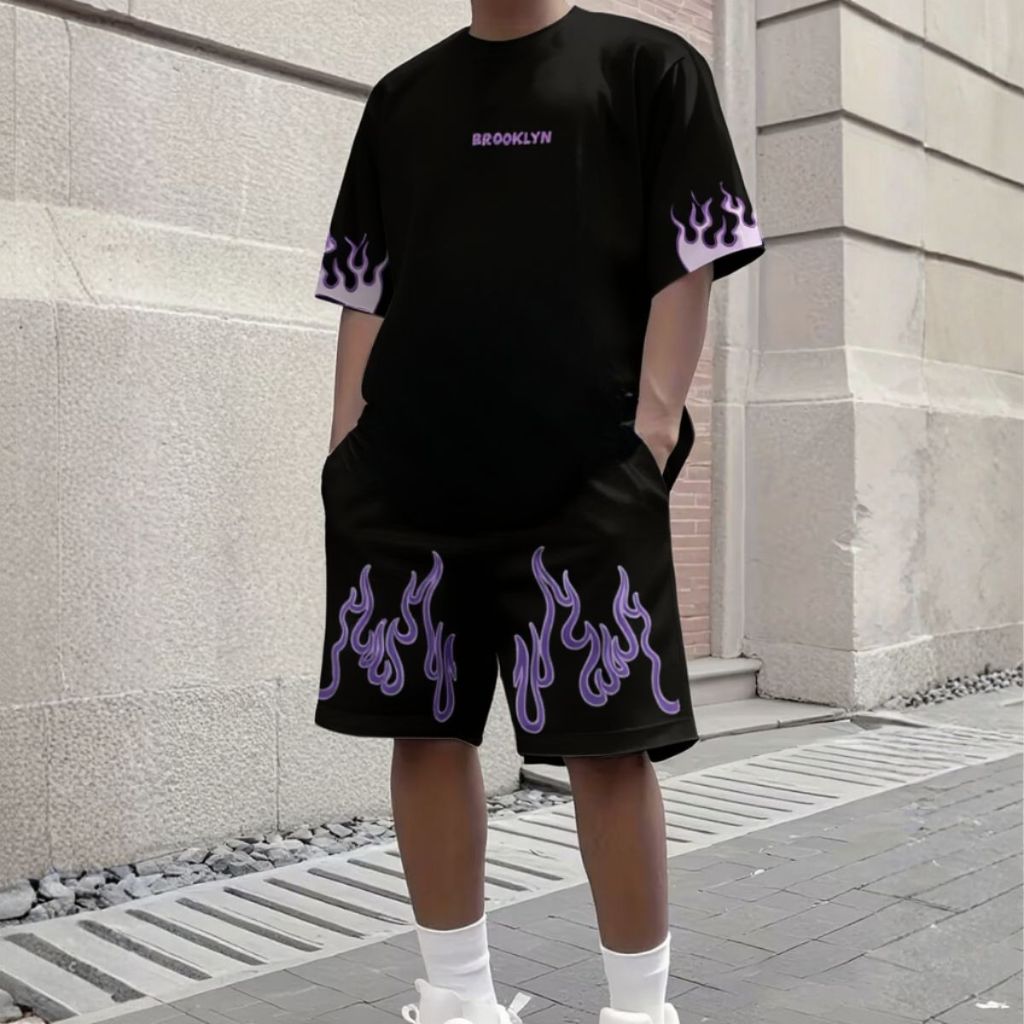 Conjunto Brooklyn Masculino Camiseta E Bermuda Lançamento Streetwear Casual