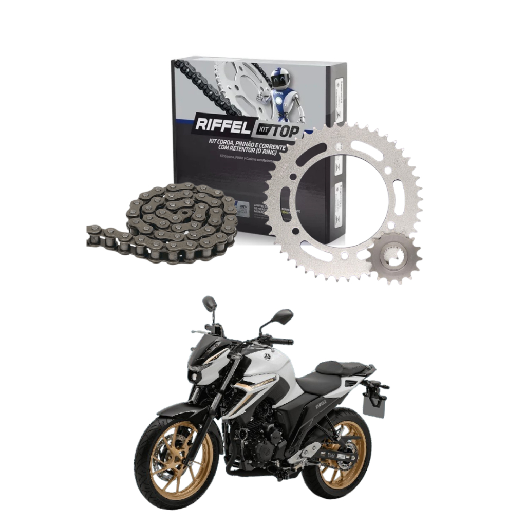 Kit Relação Tração Transmissão Fazer 250 2018 A 2025 C/ Retentor Original Riffel