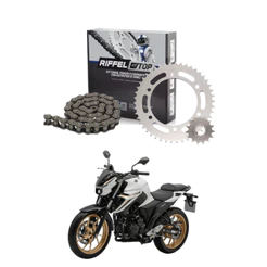 Kit Relacao Transmissao Tracao Yamaha Fazer 250 2018 a 2025 Com Retentor Original Riffel