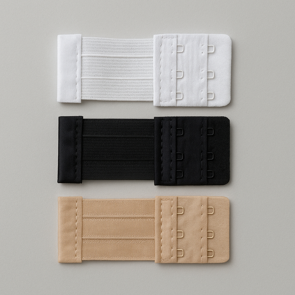 Kit 3 Extensores para Sutiã 3 Ganchos – Preto, Bege e Branco