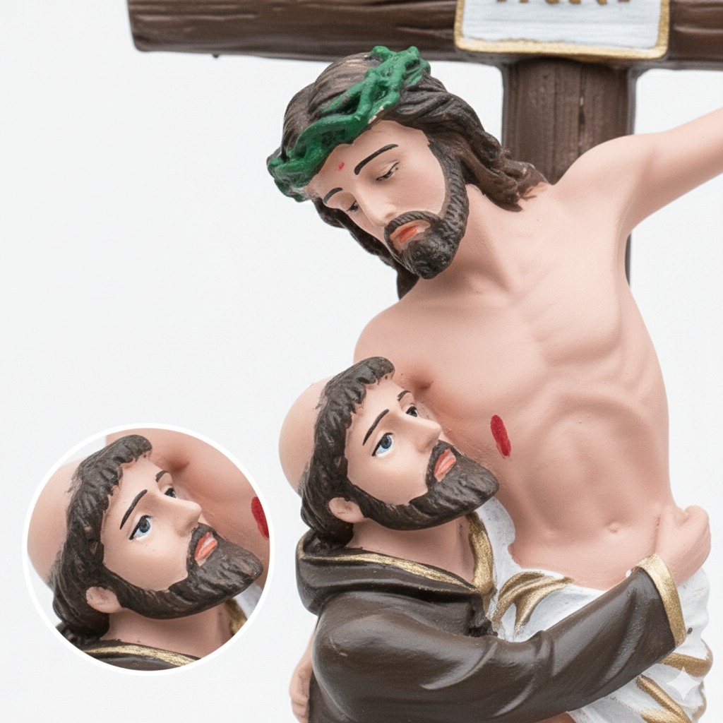 Imagem Cristo Crucificado Abraçado Com São Francisco De Assis Em Resina Abraço Fraterno Santo Fé em Oferta na Shopee