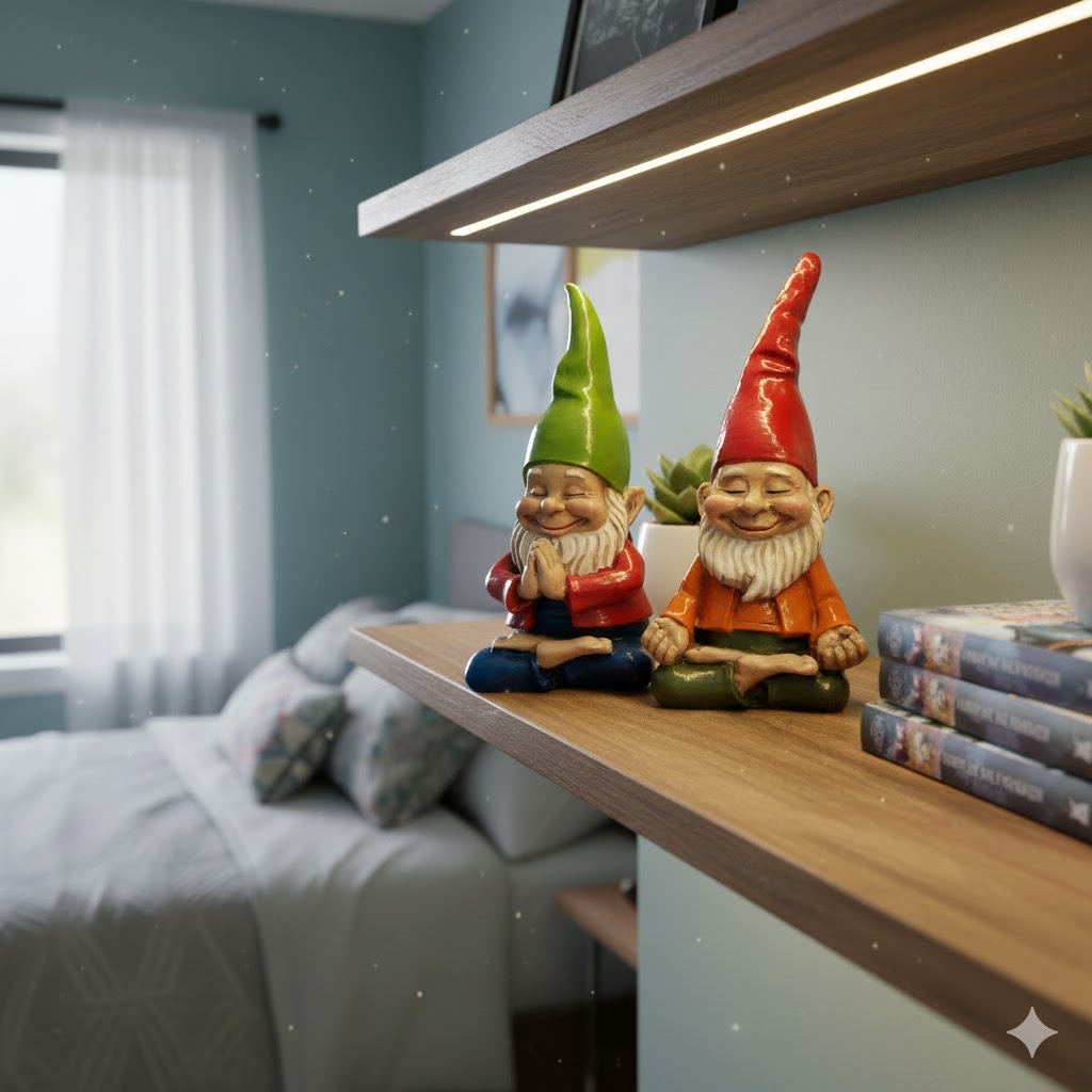 Kit 2 Gnomos Yoga em Resina Decorativos Jardim Anões Sentados Enfeite Rústico Divertido