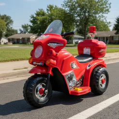 Moto Motinha Elétrica Infantil Com Som, Luz, Sirene e Retrovisor de Polícia e Baú Brinq Kids