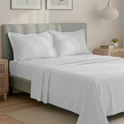 Jogo de Cama Queen 300 Fios Percal Algodão com Bordado 4 Peças BF Colchões
