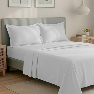 Jogo de Cama Queen 300 Fios Percal Algodão com Bordado 4 Peças BF Colchões