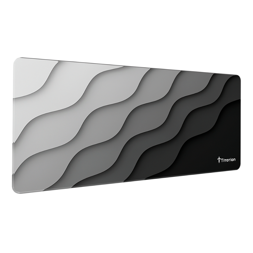 Mouse Pad Gamer Extra Grande 90x40 Deskpad Ergonômico Speed Preto Cinza Onda Degradê - Titorion