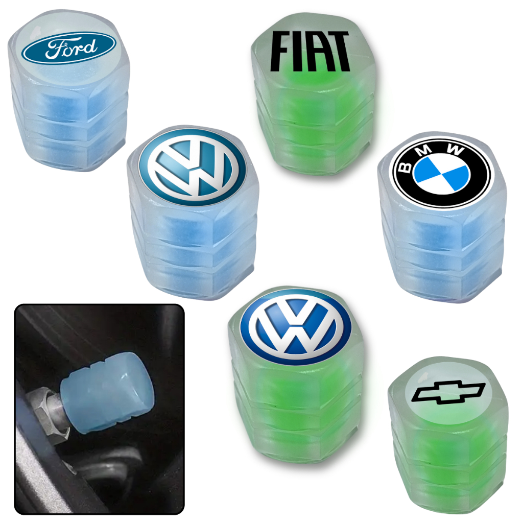 4 Tampa Bicos valvula Pneu Automotivo Carro Moto Neon Universal Chevrolet Fiat Volwksagen Tunning