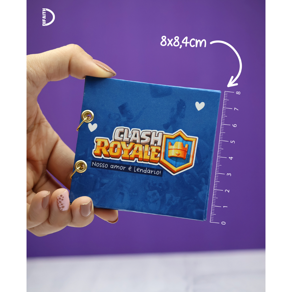 Mini Livro 8x8cm Romântico Clash Royale 💥 | Presente Criativo Gamer – Capa Dura