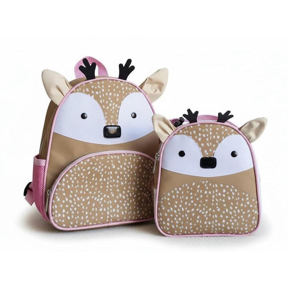 Mochila Infantil Mais Lancheira Merendeira Térmica Rena Caramelo Modelo Zoo