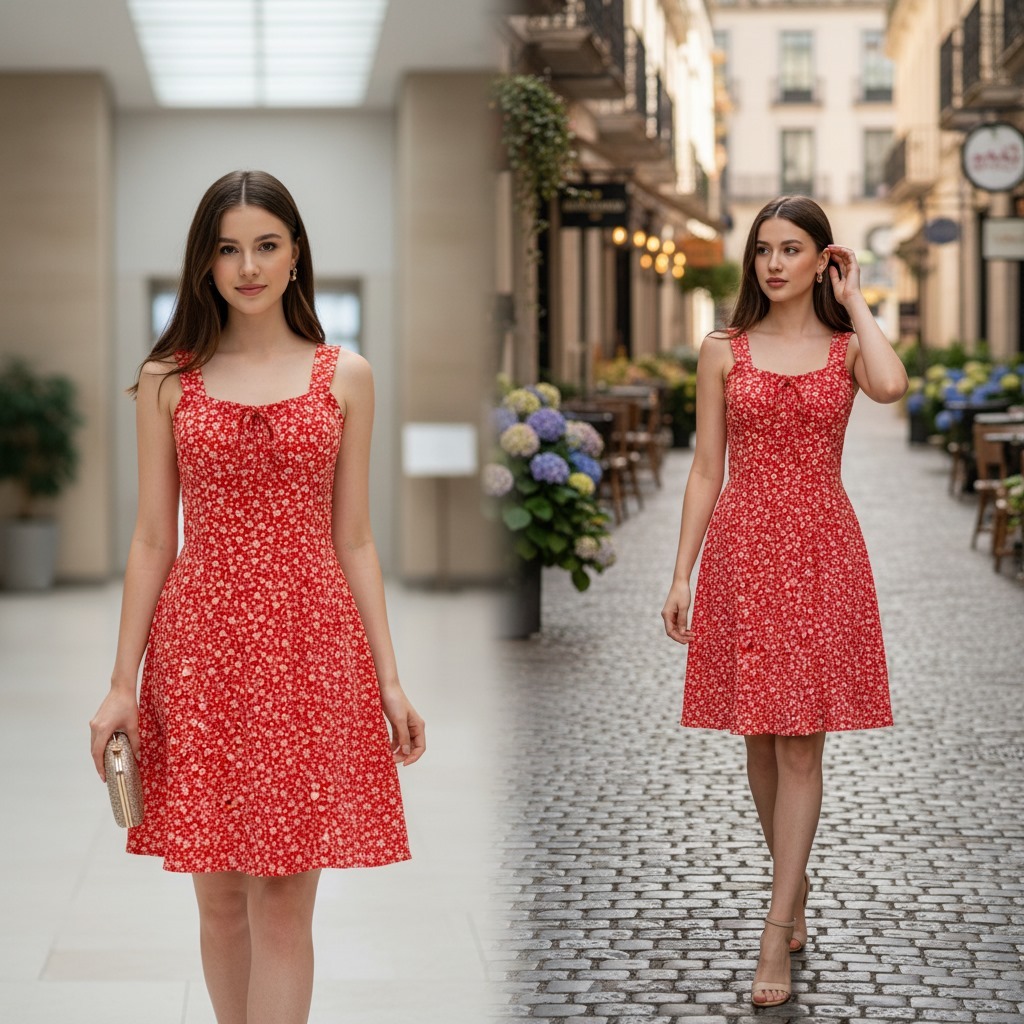 Vestido Feminino Curto Camponesa Floreado Alcinha com Bojo e Forro - Moda Casual e Elegante