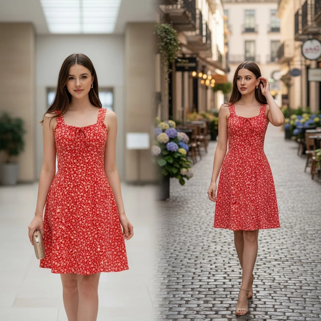 Vestido Feminino Curto Camponesa Floreado Alcinha com Bojo e Forro - Moda Casual e Elegante — imagem 1