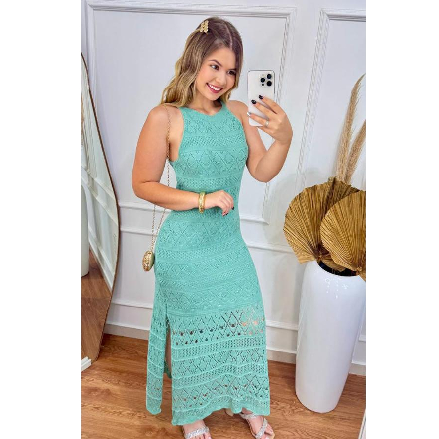 Vestido Tricô Longo Raabe Forrado Com Fenda Moda Feminina Elegante Luxo Festa Natal Réveillon em Oferta na Shopee