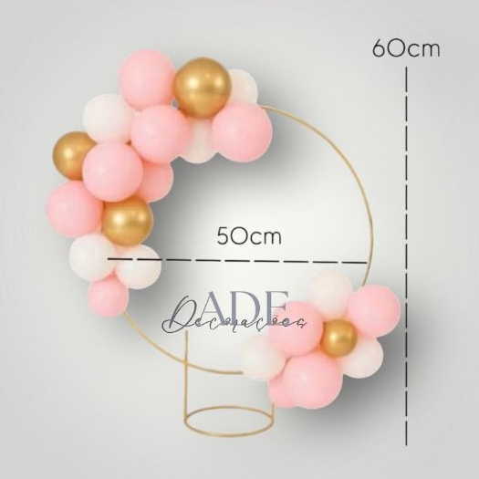 mini arco decoração 50/50 dourado na altura de 63 cm pra deixar ainda mas vistoso para sua decoracao