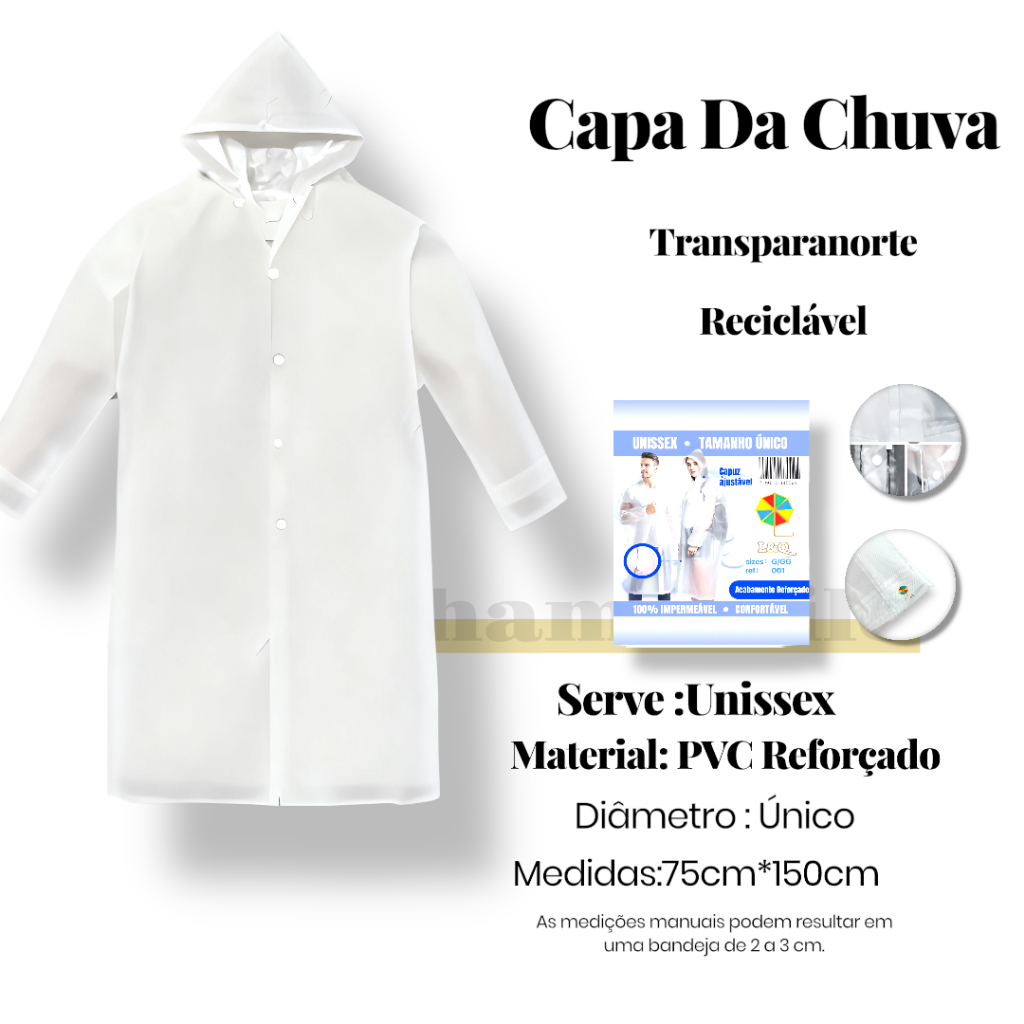 Capas de Chuva Reforçadas Longas e Grossas Unissex | Transparente, Reutilizável e Impermeável