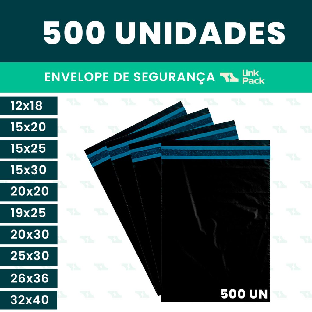 Kit 500 Envelope de Segurança Embalagem 12x18 15x20 15x25 15x30 20x20 19x25 20x30 25x30 26x36 32x40