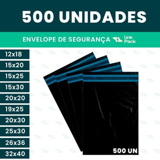 Kit 500 Envelope de Segurança Embalagem 12x18 15x20 15x25 15x30 20x20 19x25 20x30 25x30 26x36 32x40 em Oferta na Shopee