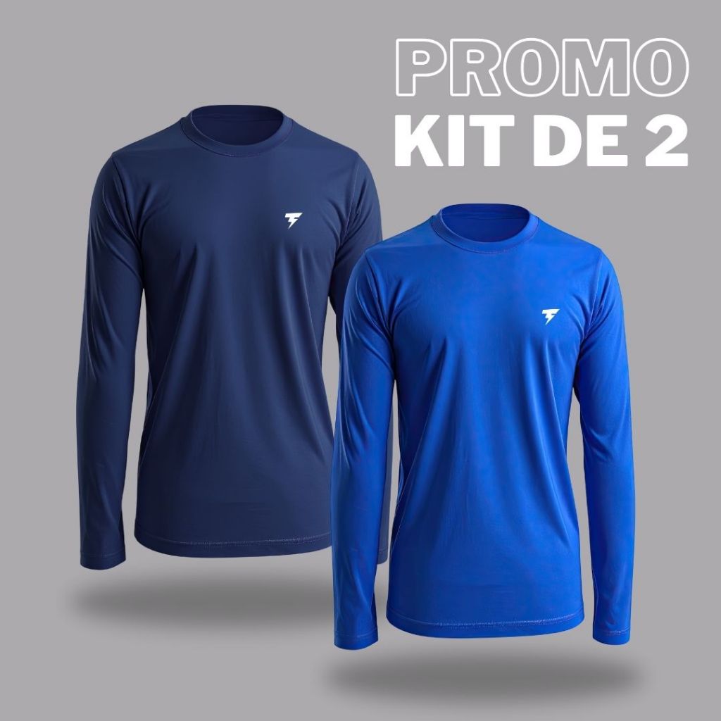 Kit 2 Camisetas Blusa Manga Longa Proteção Uv Moto pesca Praia Ciclismo Segunda pele Frio