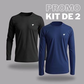 Kit Com 2 Camisetas Camisa Térmica Proteção Uv Manga Comprida
