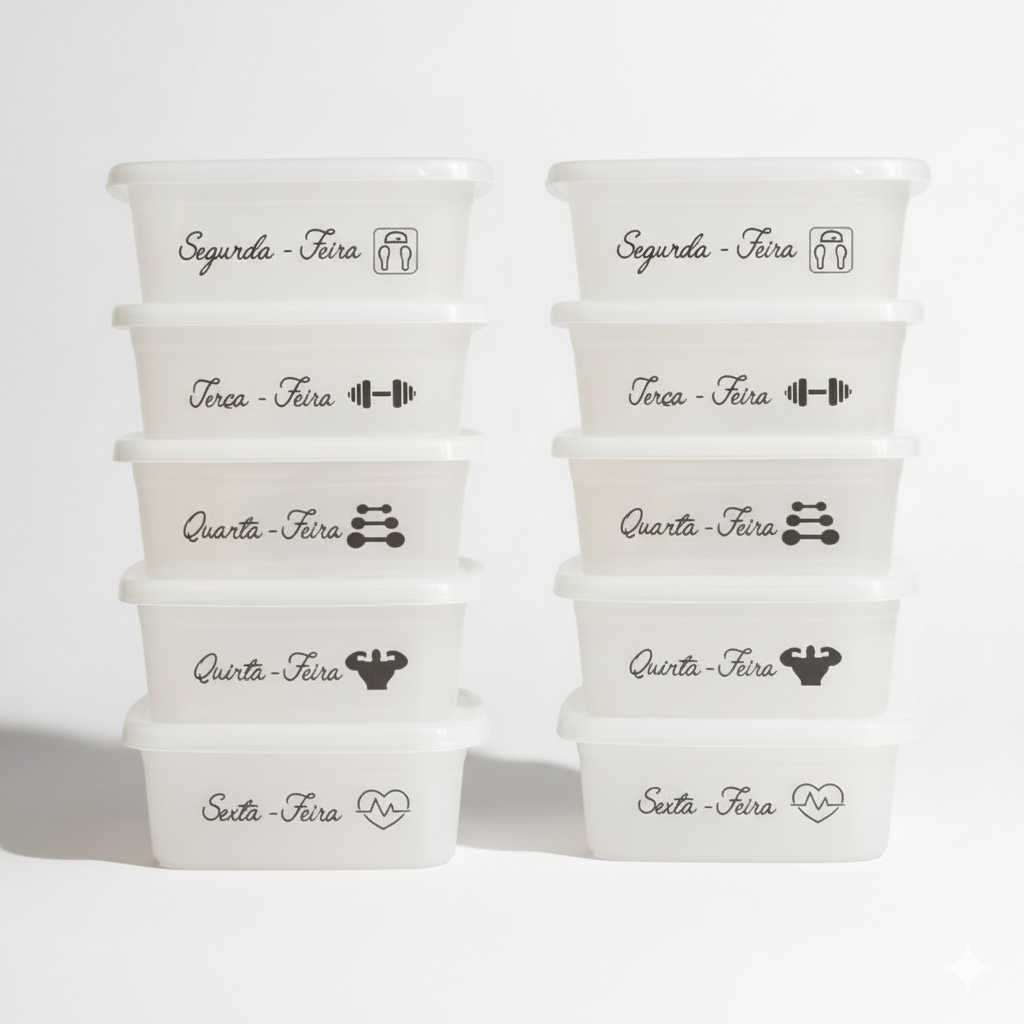 Kit 10 Potes Marmita Fitness 500ml com Identificação dos Dias da Semana – Microondas Freezer Marmitex em Oferta na Shopee