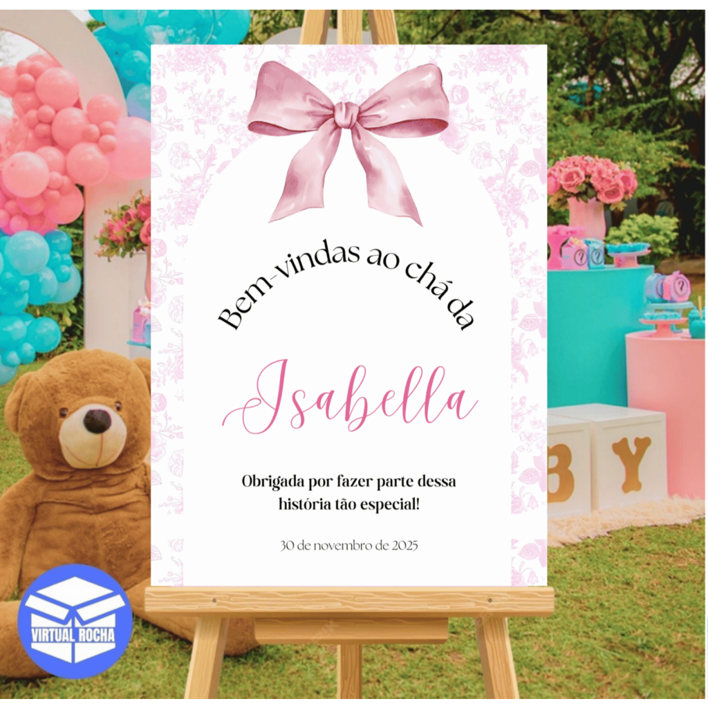 Quadro Decorativo Chá de Bebê Recepção Bem Vindos Infantil Laço em Oferta na Shopee