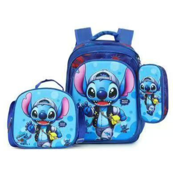 Kit 3x1 Mochila Escolar 3d Lancheira Estojo Personagens em Oferta na Shopee