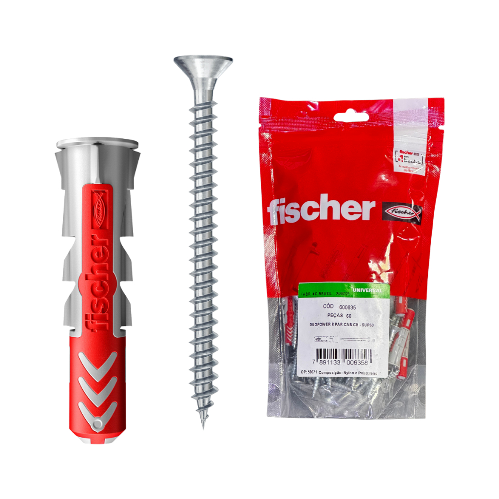Kit Parafuso e Bucha DuoPower Alvenaria Chapas e Perfurados - Fischer