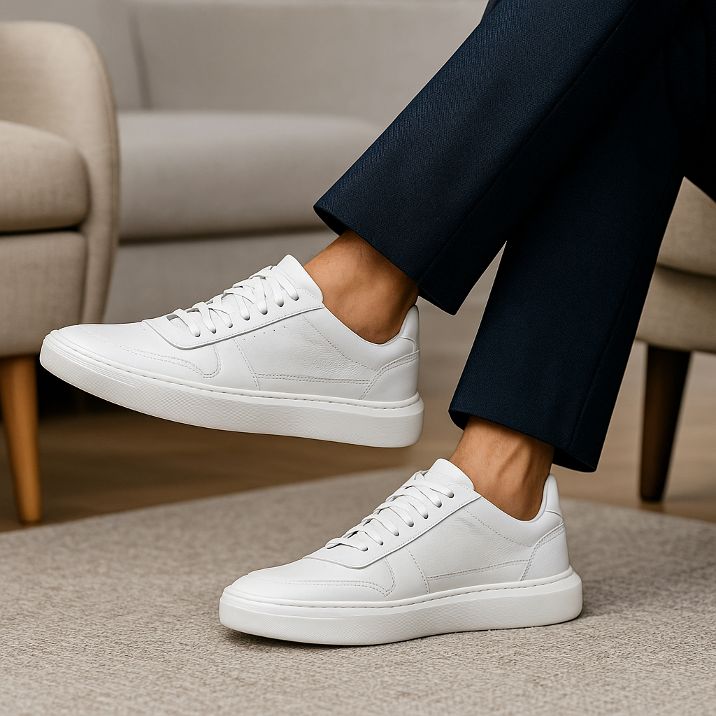 Tênis Masculino Na Moda Casual Sapatenis Em Couro Legítimo Confortável Macio Palmilha Em EVA Lançamento