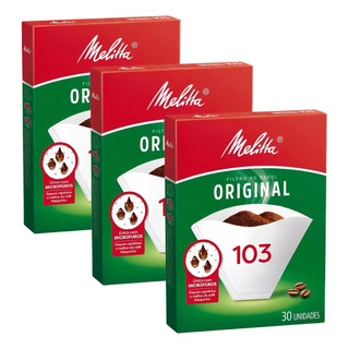 Kit 3 Caixas Filtro Café Melitta 103  com 30 Unidades cada  Papel Tradicional
