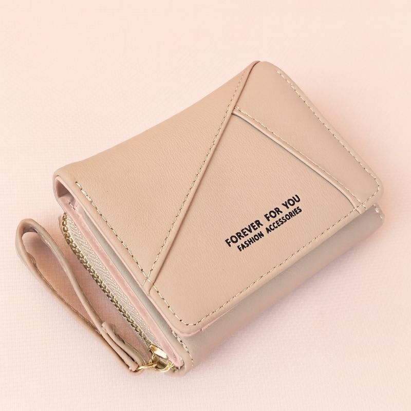 Carteira Feminina Elegante Compacta Couro Pu Ziper Luxo Fashion