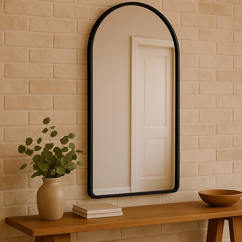 Espelho Orgânico Capela 40cm x 120cm Moldura Couro Decoração Sala Closet Banheiro Casa Corpo Inteiro