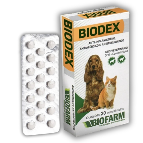 Biodex Biofarm 20 Comprimidos – Tratamento Antialérgico e Antirreumático Para Cães e Gatos em Oferta na Shopee