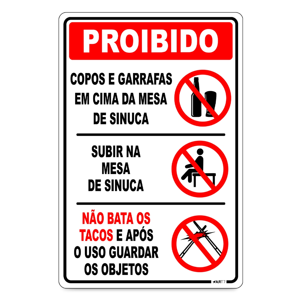 Placa De Aviso Proibido Mesa De Sinuca Bares Clubes