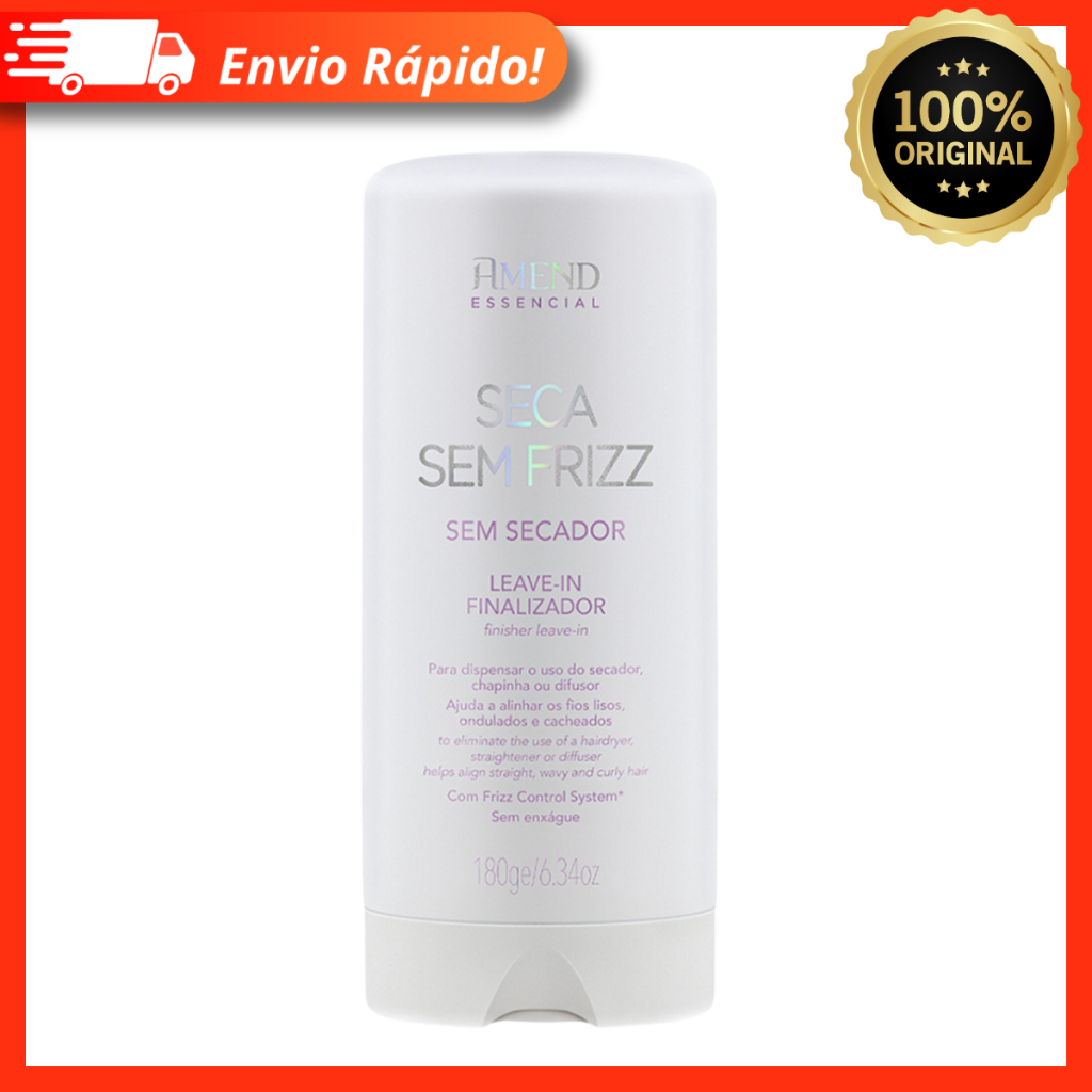 Leave-In Finalizador Amend Essencial Seca Sem Frizz 180ml - Dispensa o Secador em Oferta na Shopee