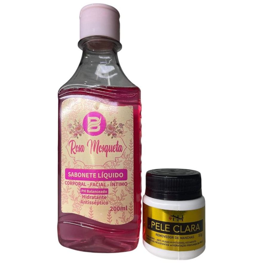 Creme Pele Clara Para Manchas e Sabonete Rosa Mosqueta Para Limpeza da Pele 2 Un. Baruc e Liss Hair