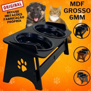 Comedouro  Bebedouro Pet Elevado Para Cachorros e Gatos Com Tigelas Com TAMPAS em Oferta na Shopee