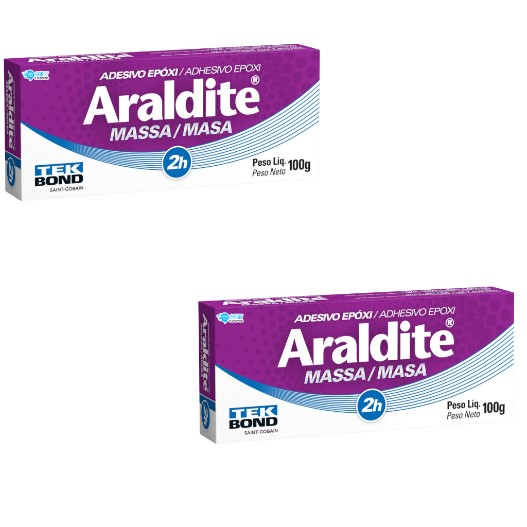 Kit 2 Massa Epóxi 100g 2 Horas Original - Cola Adesivo Araldite TekBond