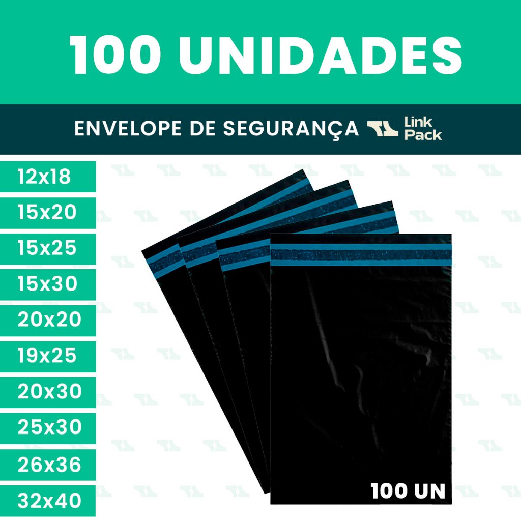 Kit 100 Envelope de Segurança Embalagem 12x18 15x20 15x25 15x30 20x20 19x25 20x30 25x30 26x36 32x40