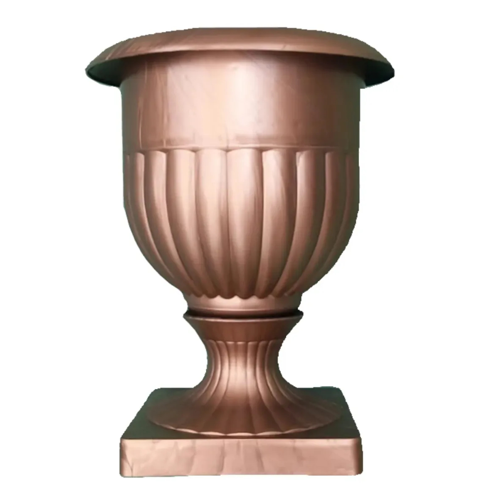 Vaso Plástico Taça Alta Bronze Brasami Decorativo P/ Flores Bronze